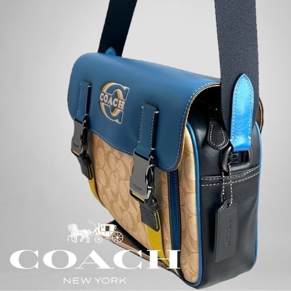 COACH Track Crossbody Bag In Colorblock Signature Canvas With Coach Stamp - Picture 1 of 14
